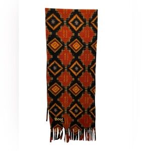 Book Gear Geometric Patterned Orange and Black Scarf OS